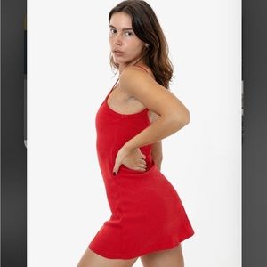 Los Angeles Apparel HEAVY RIB SPAGHETTI MINI DRESS